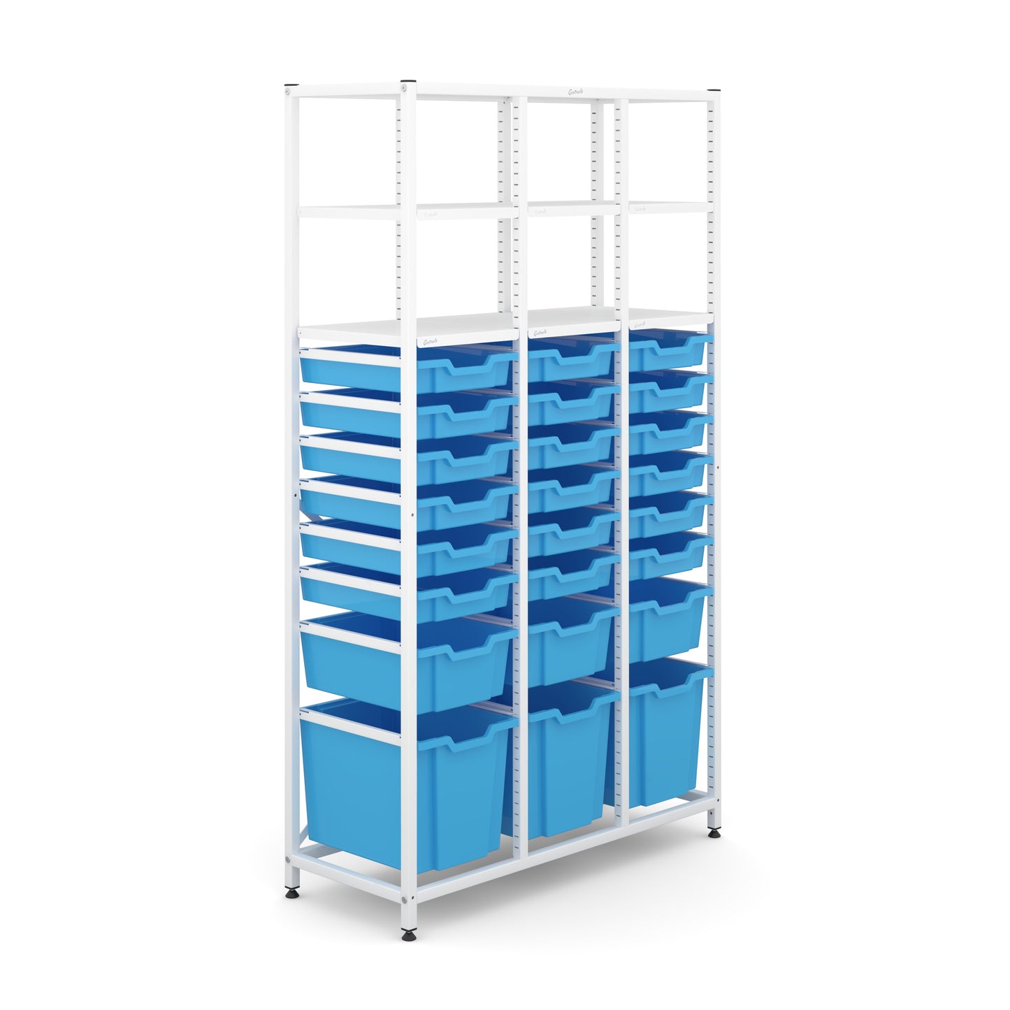 Gratnells Science Tall Treble Frame 6 Shelves 3 Jumbo 3 Deep & 18 Shallow Trays