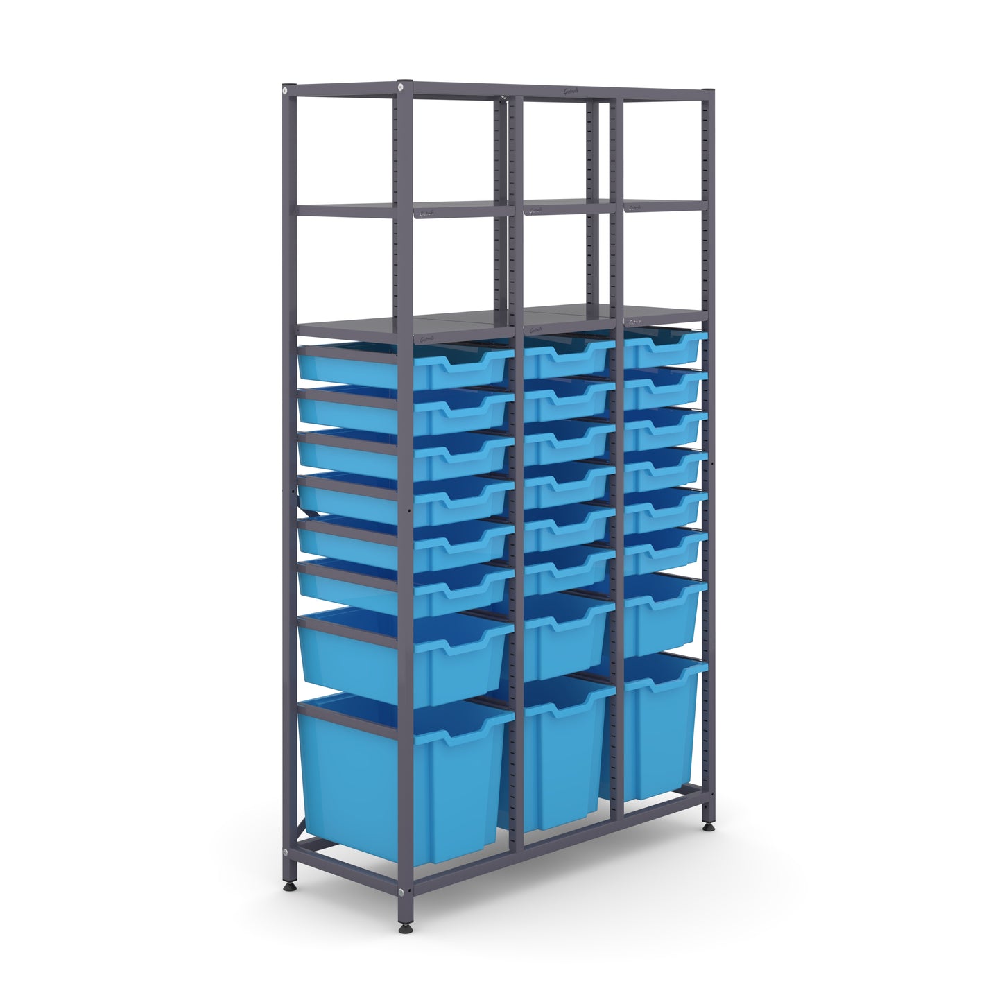 Gratnells Science Tall Treble Frame 6 Shelves 3 Jumbo 3 Deep & 18 Shallow Trays