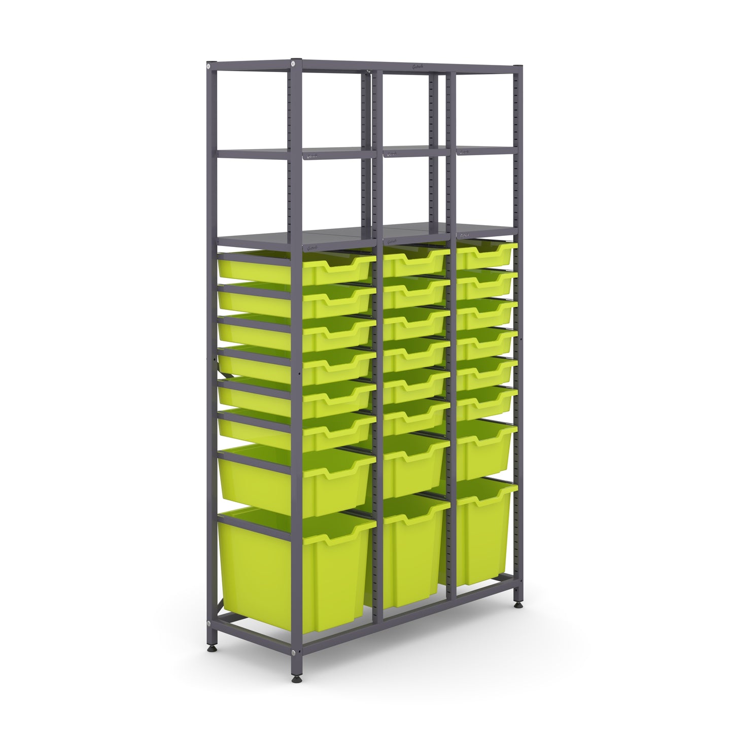 Gratnells Science Tall Treble Frame 6 Shelves 3 Jumbo 3 Deep & 18 Shallow Trays