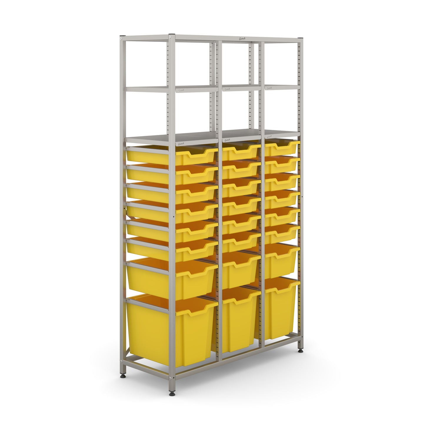 Gratnells Science Tall Treble Frame 6 Shelves 3 Jumbo 3 Deep & 18 Shallow Trays