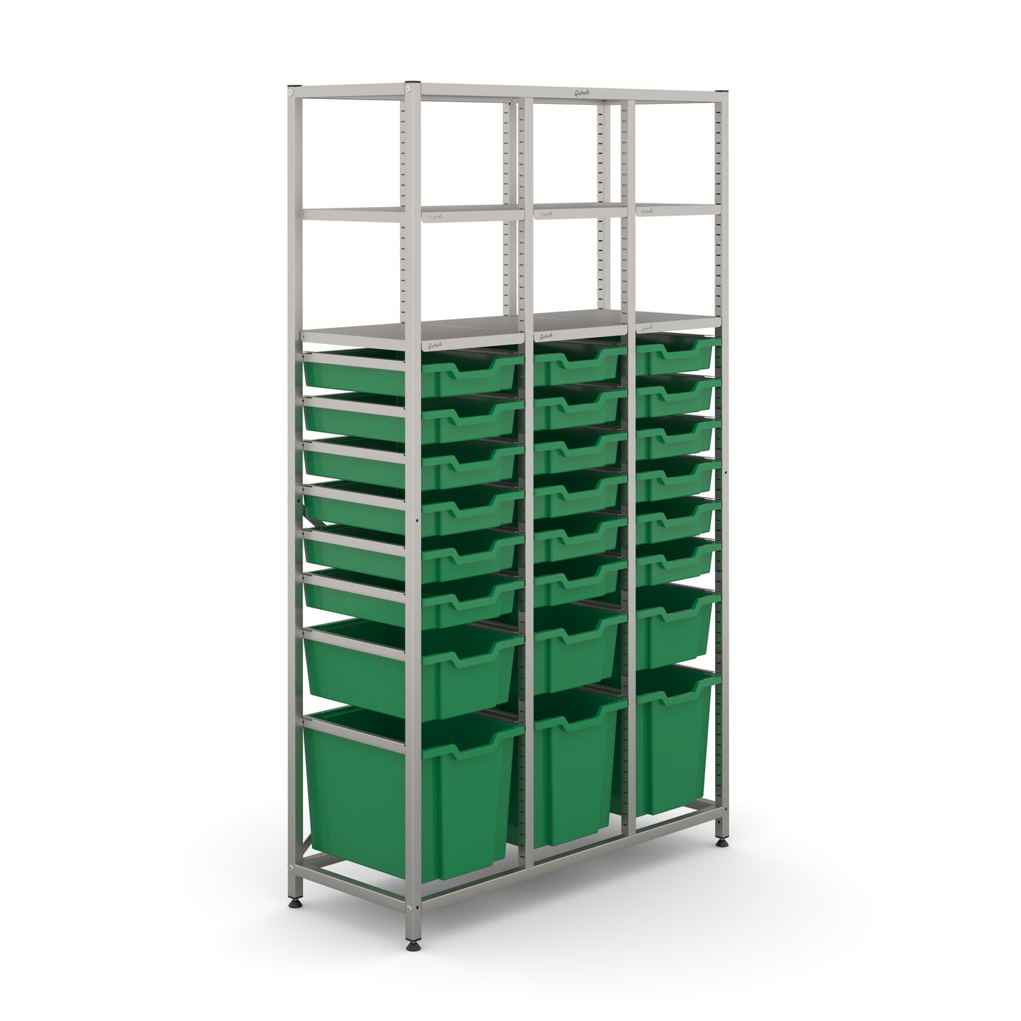Gratnells Science Tall Treble Frame 6 Shelves 3 Jumbo 3 Deep & 18 Shallow Trays