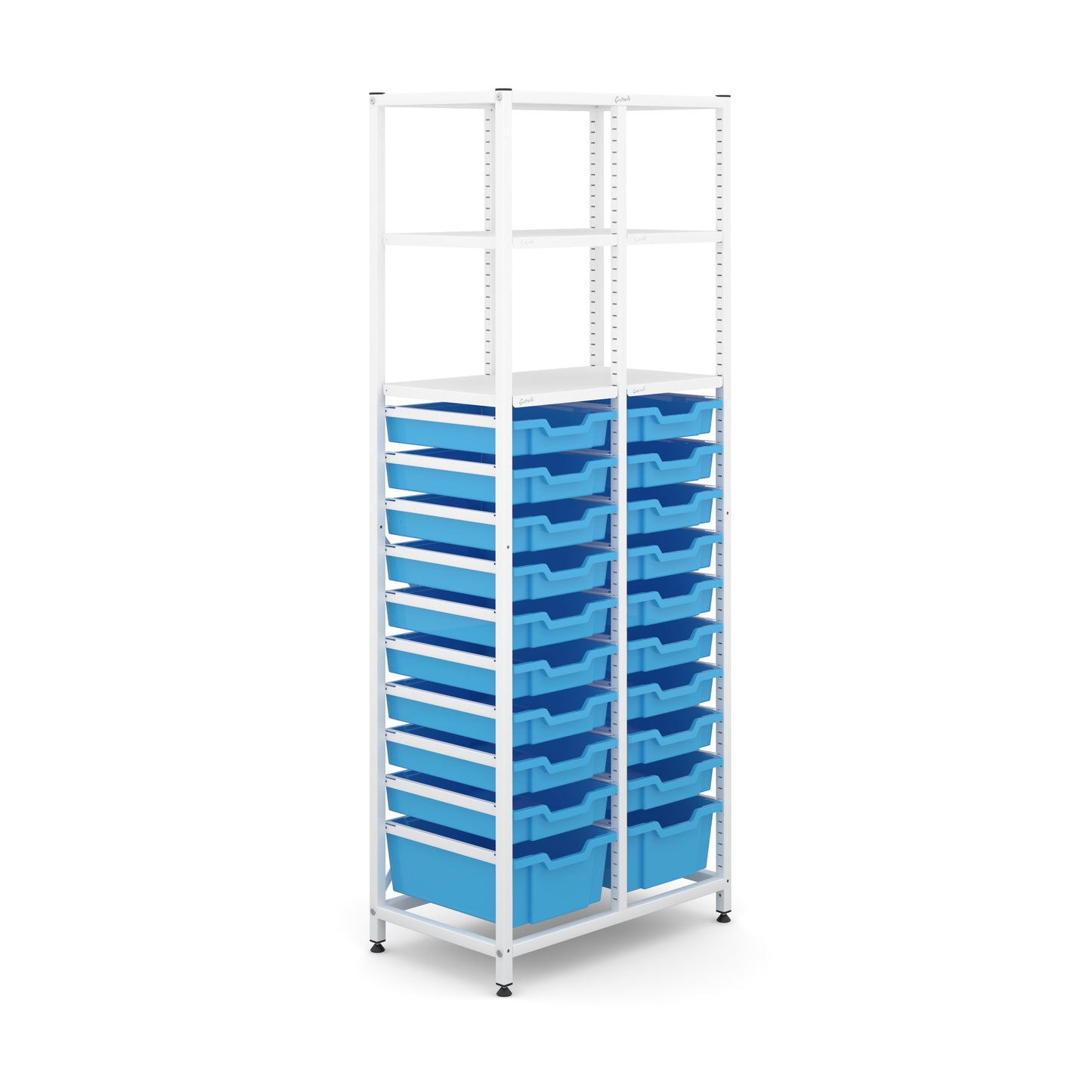 Gratnells Science Tall Double Frame 4 Shelves 2 Deep & 18 Shallow Trays
