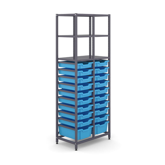 Gratnells Science Tall Double Frame 4 Shelves 2 Deep & 18 Shallow Trays
