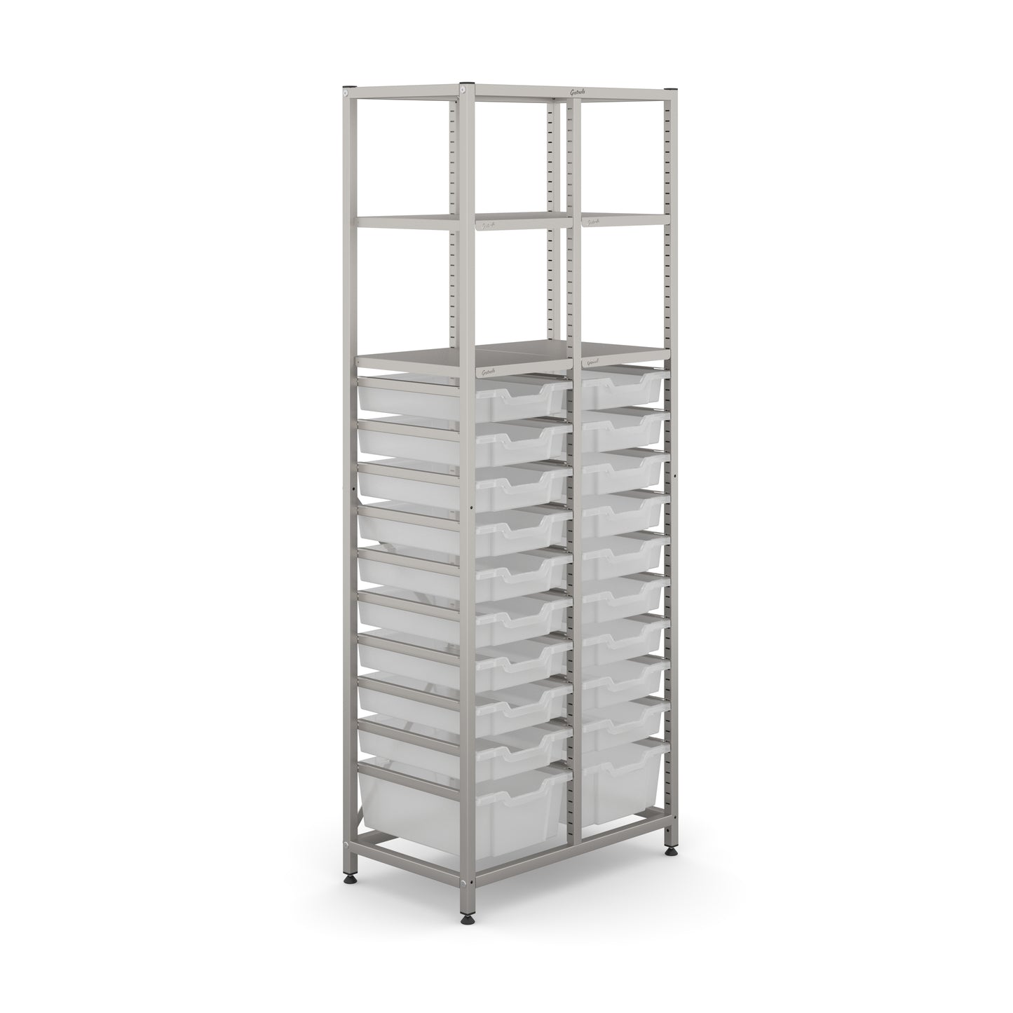 Gratnells Science Tall Double Frame 4 Shelves 2 Deep & 18 Shallow Trays