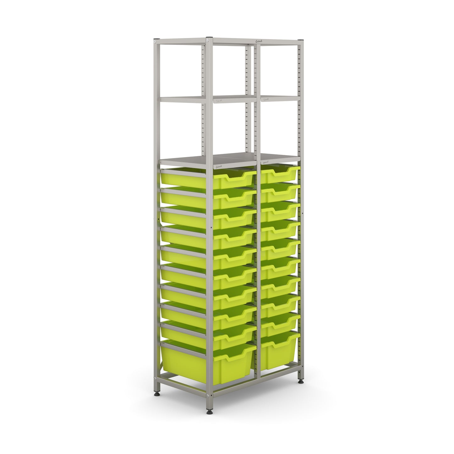 Gratnells Science Tall Double Frame 4 Shelves 2 Deep & 18 Shallow Trays