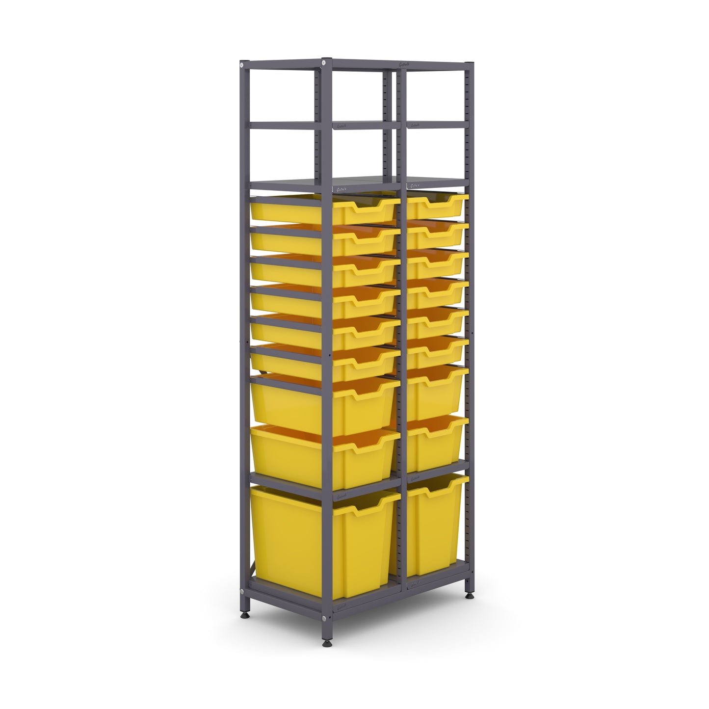 Gratnells Science ChemStore Tall Double Frame 8 Shelves 2 Jumbo 4 Deep & 12 Shallow Trays