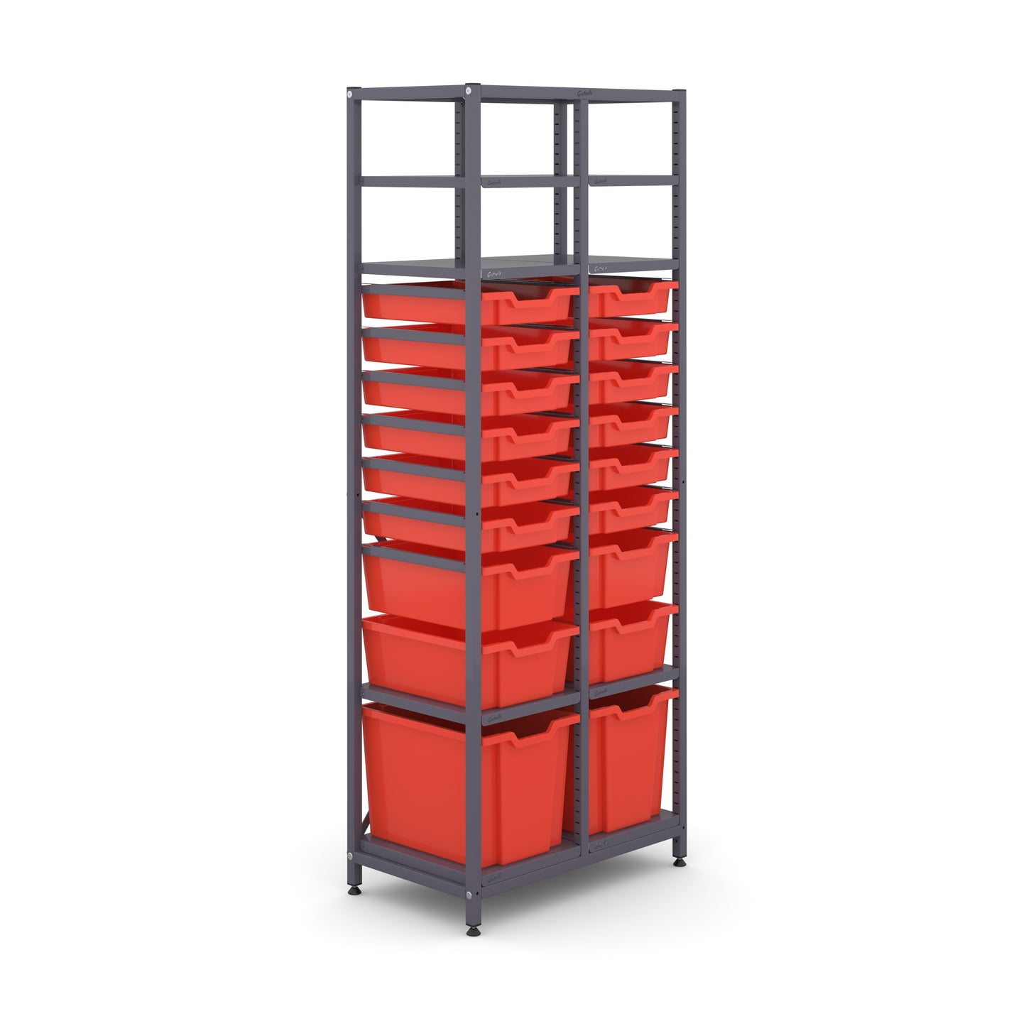 Gratnells Science ChemStore Tall Double Frame 8 Shelves 2 Jumbo 4 Deep & 12 Shallow Trays