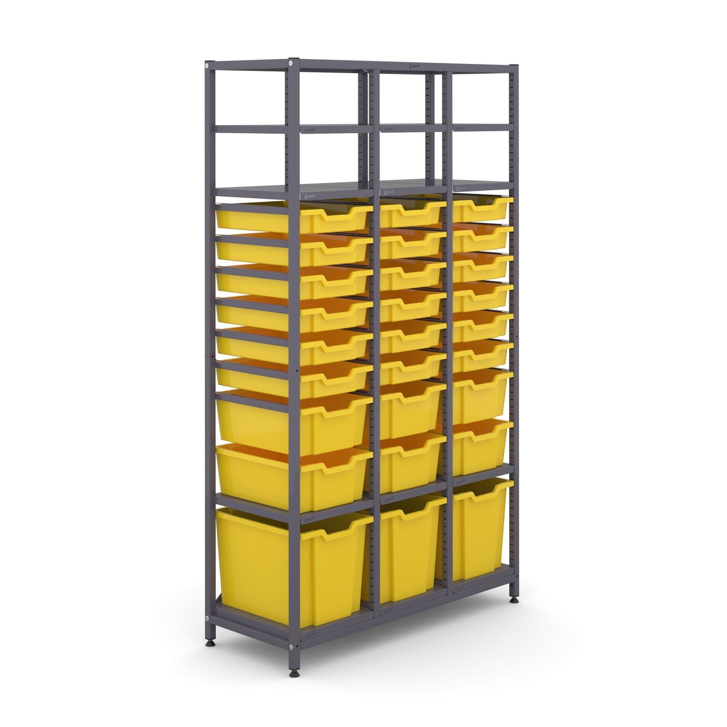 Gratnells Science ChemStore Tall Treble Frame 12 Shelves 3 Jumbo 6 Deep & 18 Shallow Trays