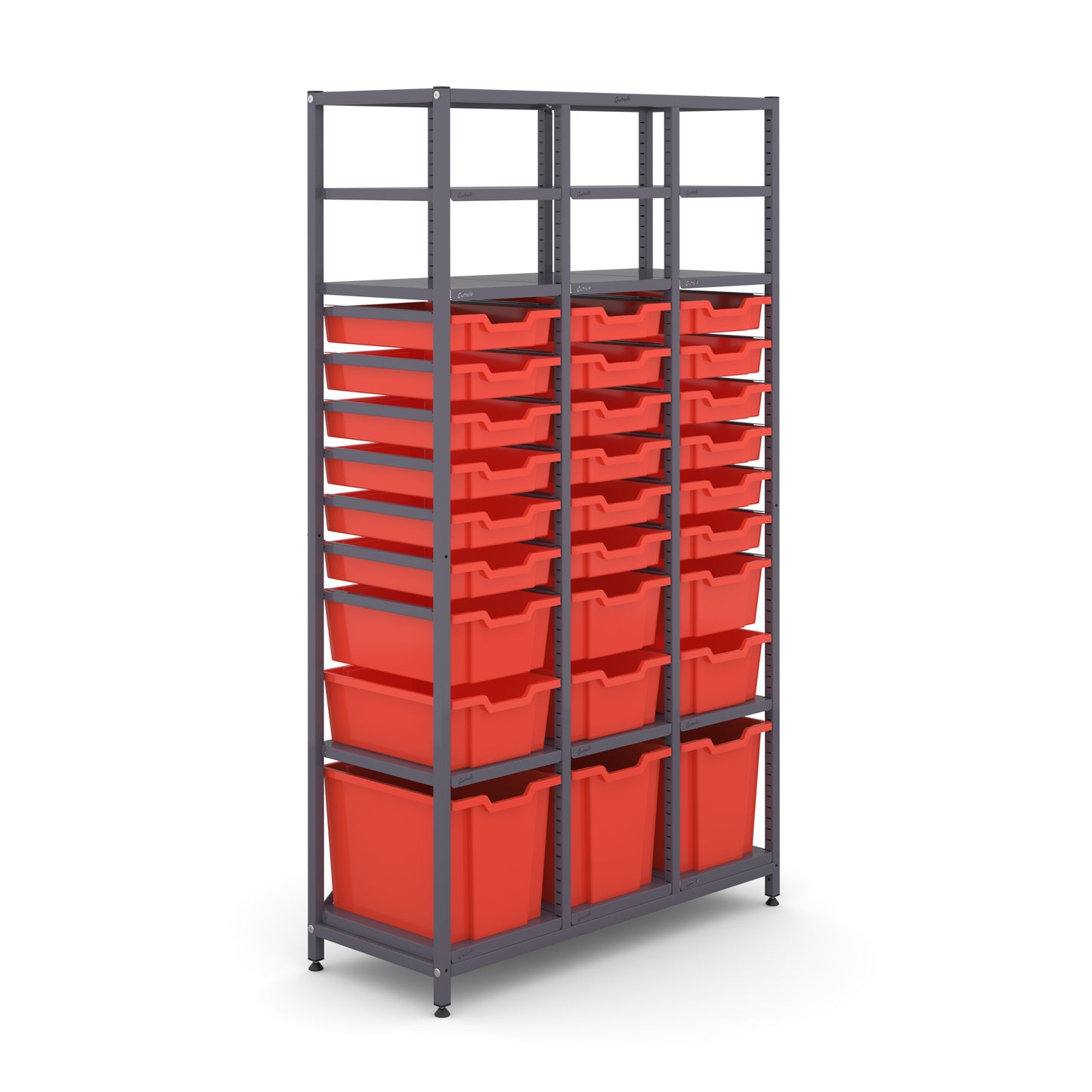 Gratnells Science ChemStore Tall Treble Frame 12 Shelves 3 Jumbo 6 Deep & 18 Shallow Trays