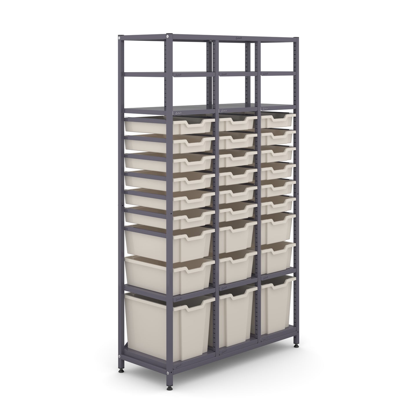 Gratnells Science ChemStore Tall Treble Frame 12 Shelves 3 Jumbo 6 Deep & 18 Shallow Trays