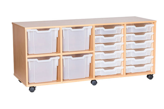 School 6 High 12 Shallow, 4 Extra Deep Tray Quad Unit