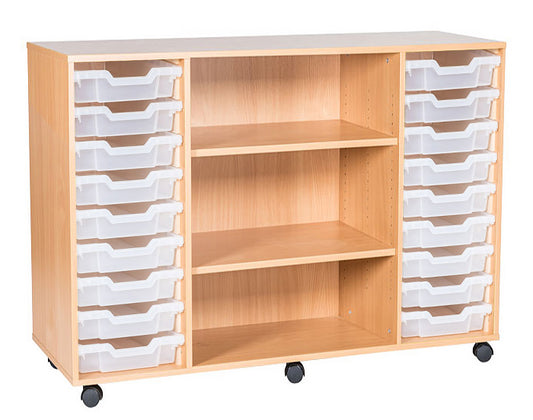 School 861mm High - 18 Tray Triple Unit with Shelves