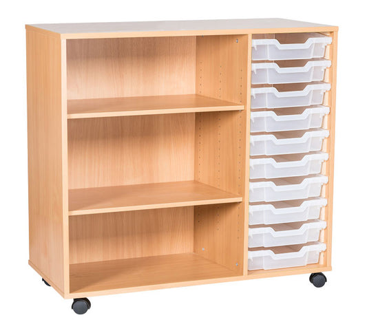 School 943mm High - 10 Tray Triple Unit with Shelves