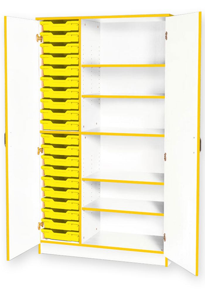 School JAZ 1838mm High Triple Width Tall Cupboard With 20 Shallow Trays