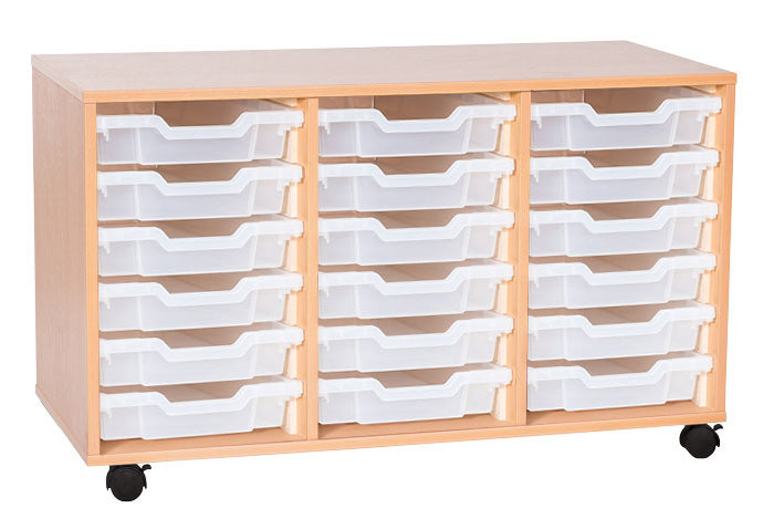 School 615mm High - Triple Tray Unit with 18 Shallow Trays