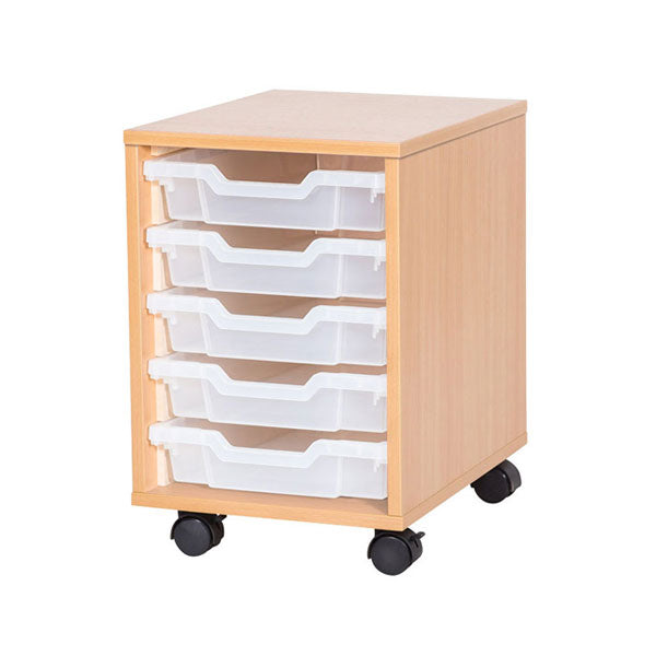 School 533mm High - Single Column Tray Unit with 5 Shallow Trays