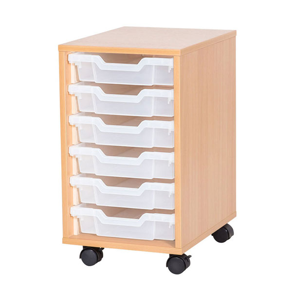 School 615mm High - Single Column Tray Unit with 6 Shallow Trays