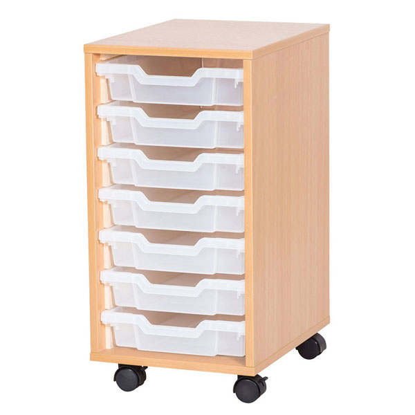 School 697mm High - Single Column Tray Unit with 7 Shallow Trays
