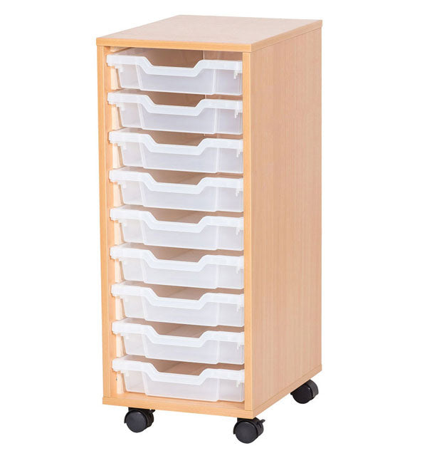 School 861mm High - Single Column Tray Unit with 9 Shallow Trays