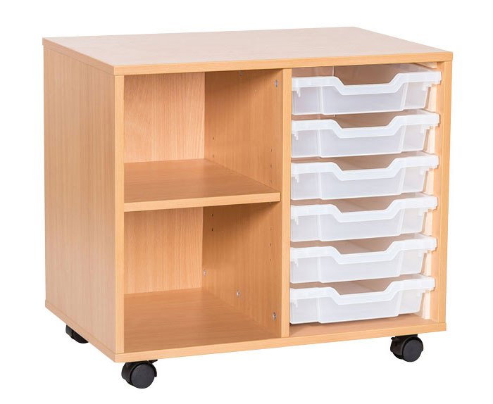 School 615mm High - 6 Tray Double & Shelf Unit