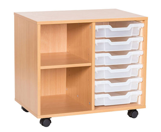 School 615mm High - 6 Tray Double & Shelf Unit