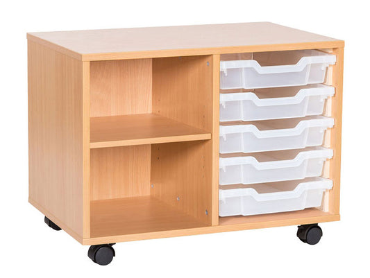 School 533mm High - 5 Tray Double & Shelf Unit