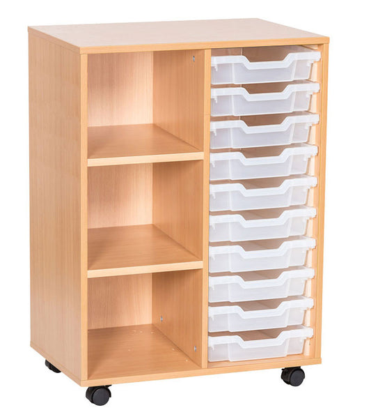 School 943mm High - 10 Tray Double & Shelf Unit