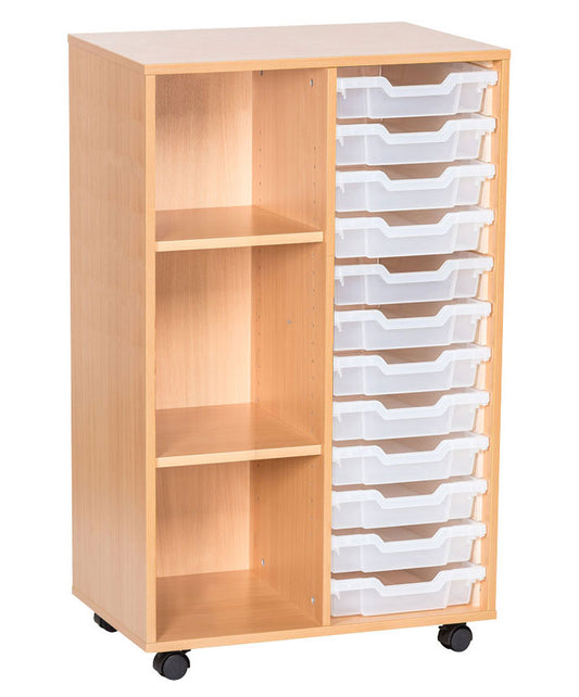 School 1107mm High - 12 Tray Double & Shelf Unit