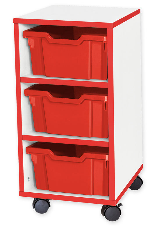 School JAZ 615mm High 3 Deep Tray Single Column Storage Unit