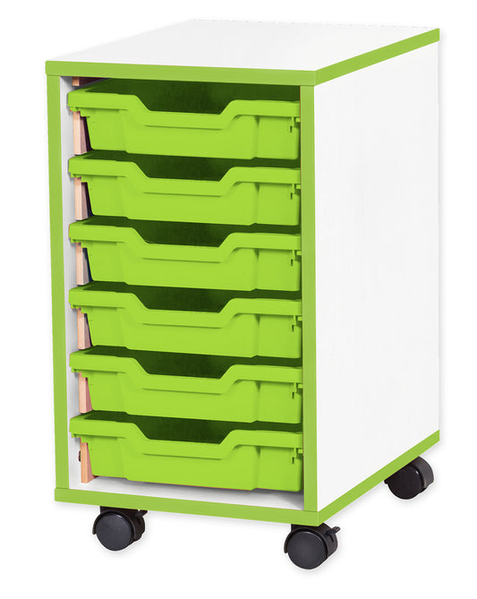 School JAZ 615mm High 6 Shallow Tray Single Column Storage Unit