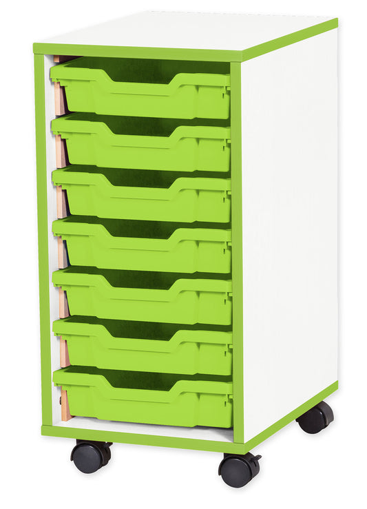 School JAZ 697mm High 7 Shallow Tray  Single Column Storage Unit