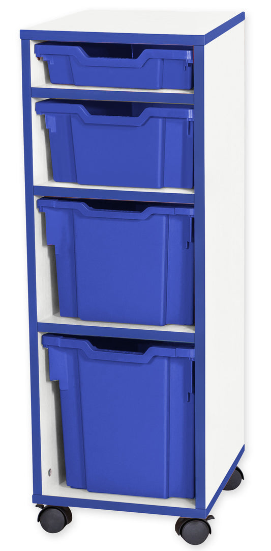 School JAZ 943mm High Jumbo/Extra Deep/Deep/Shallow Variety Tray Single Column Storage Unit