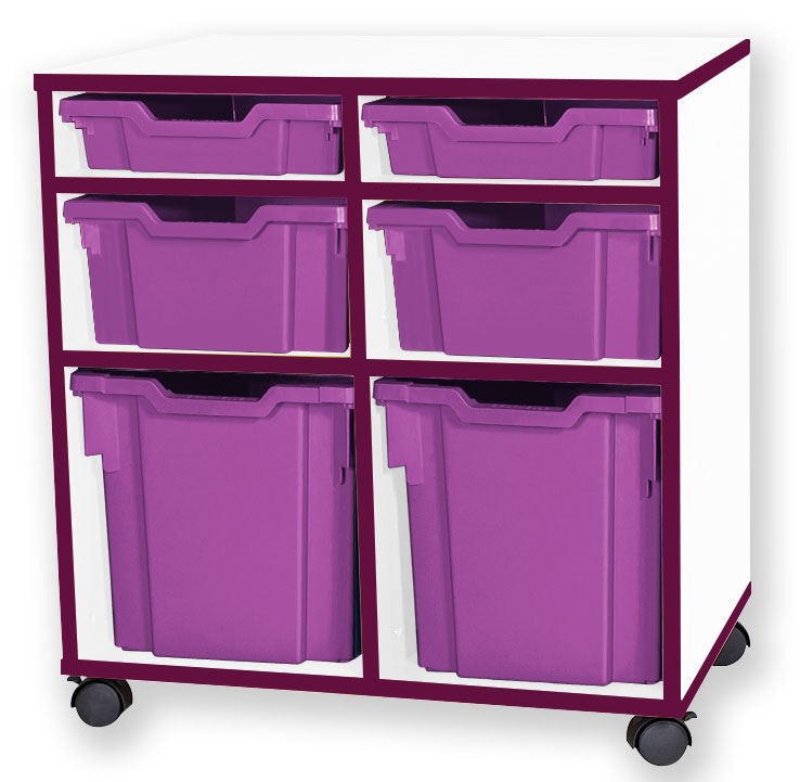 School JAZ 697mm High 2 Shallow/2 Deep/2 Jumbo Tray Double Variety Storage Unit