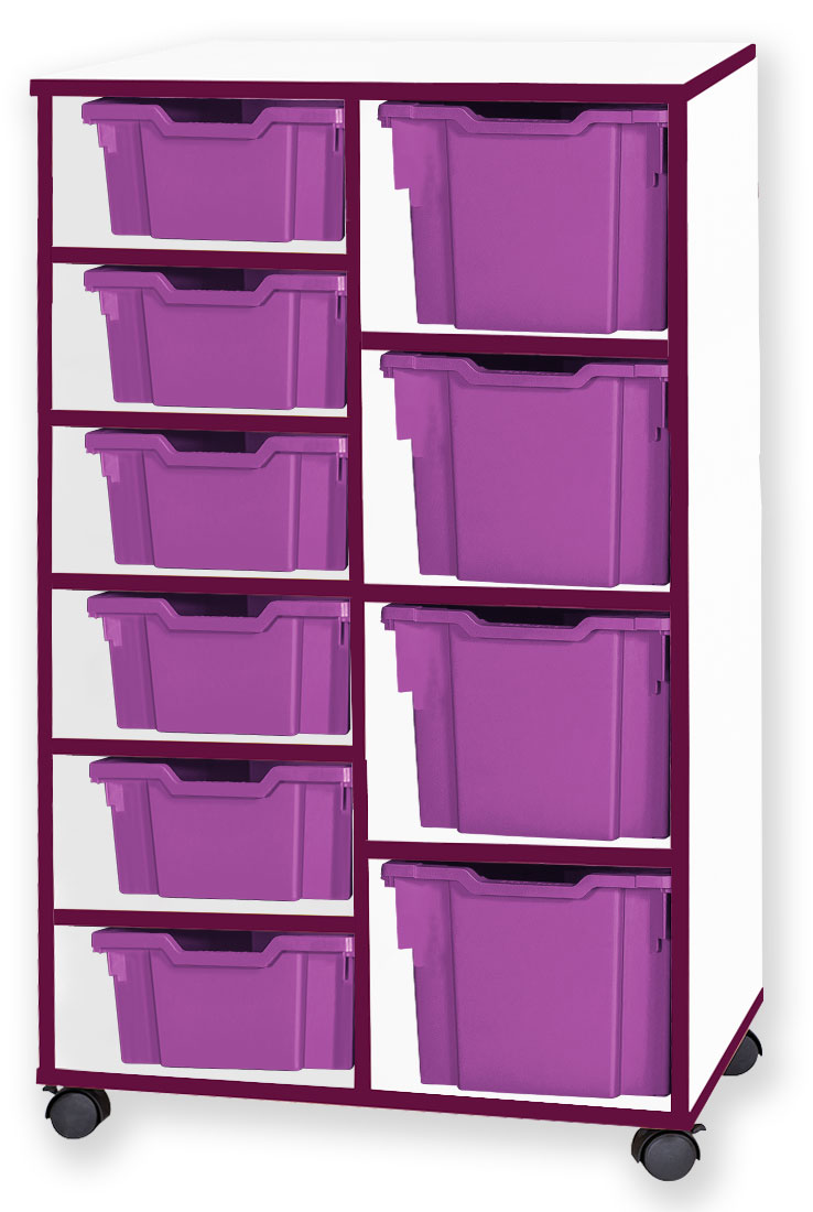 School JAZ 1107mm High 6 Deep/4 Extra Deep Tray Double Variety Storage Unit
