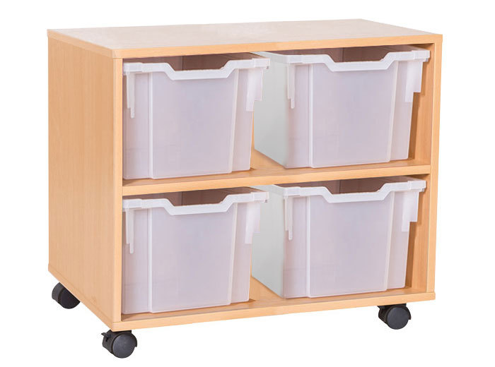 School 615mm High - 4 Extra Deep Tray Double Unit - No Divider
