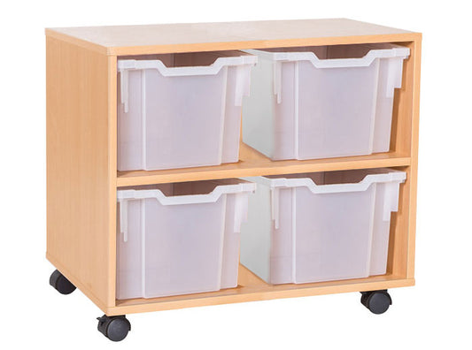 School 615mm High - 4 Extra Deep Tray Double Unit - No Divider